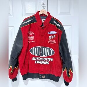Vintage DuPont NASCAR Racing Jacket Jeff Gordon Style Red Dark Blue XL